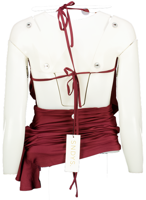 Sndys Red Halter Neck Drape Top UK XS