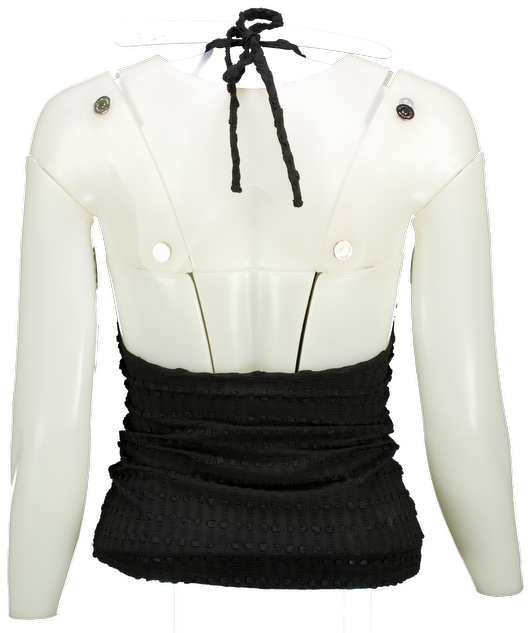 Peachy Den Black The Cindy Stretch Seersucker Halter Top UK S