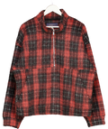 River Island Red Check Oversized Zip Fleece Sweatshirt UK L