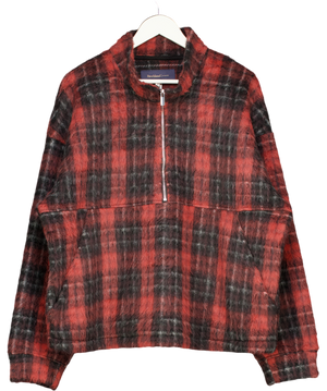 River Island Red Check Oversized Zip Fleece Sweatshirt UK L
