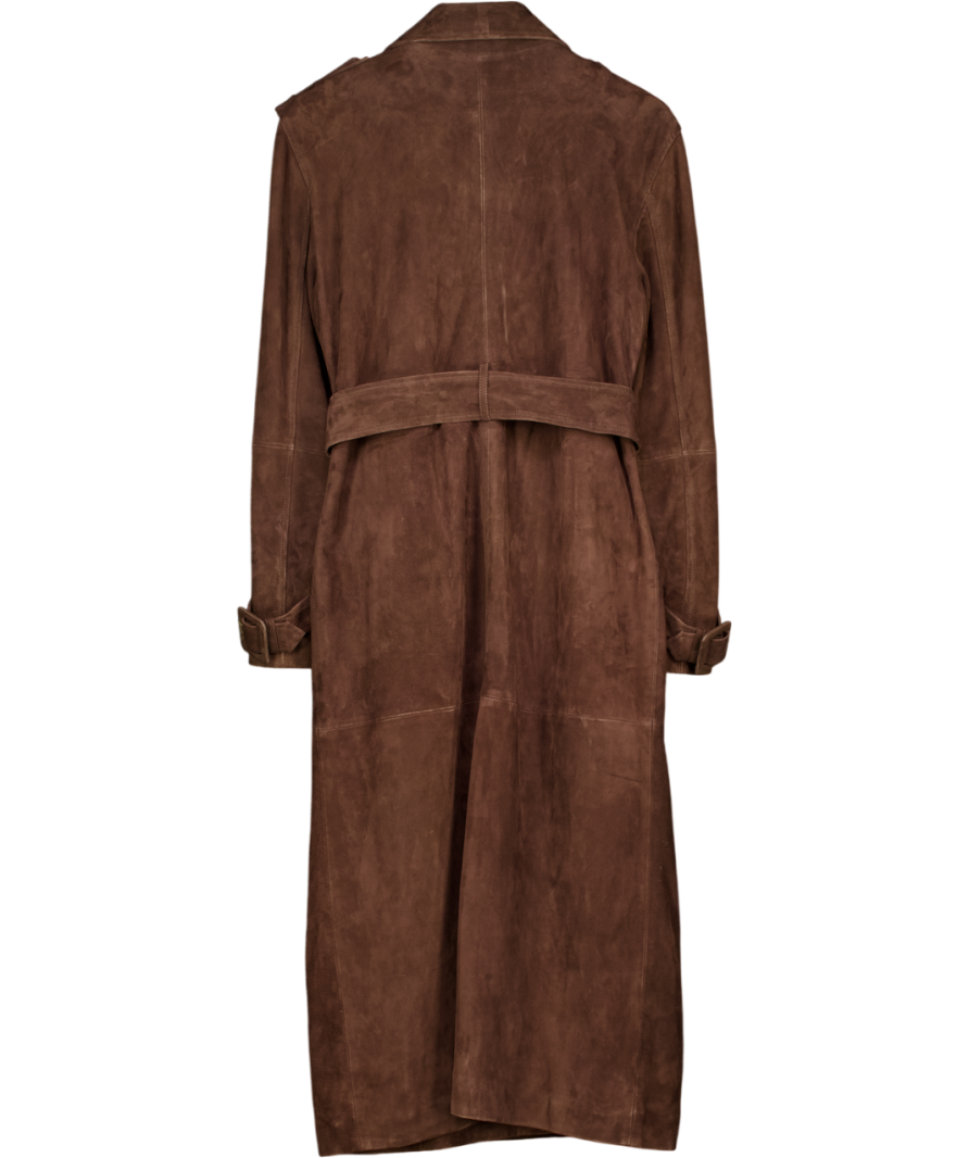 ARMA Brown Real Suede Trench Coat UK 8