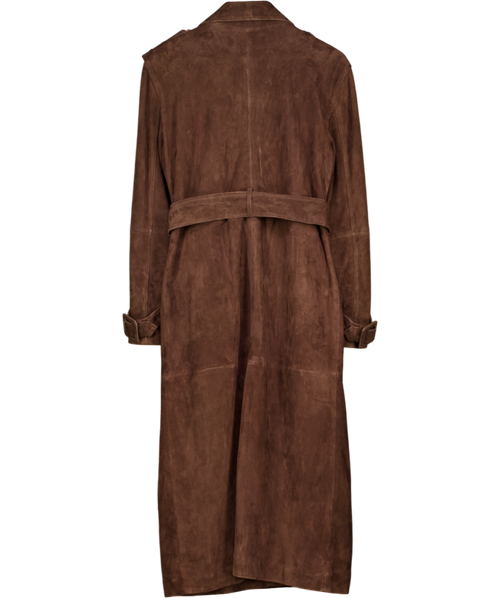 ARMA Brown Real Suede Trench Coat UK 8