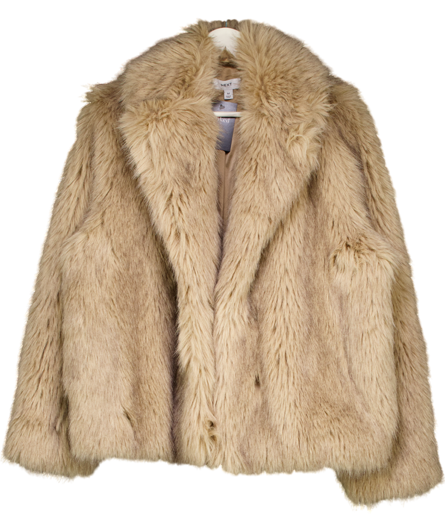 Next Light Brown Faux Fur Jacket UK M
