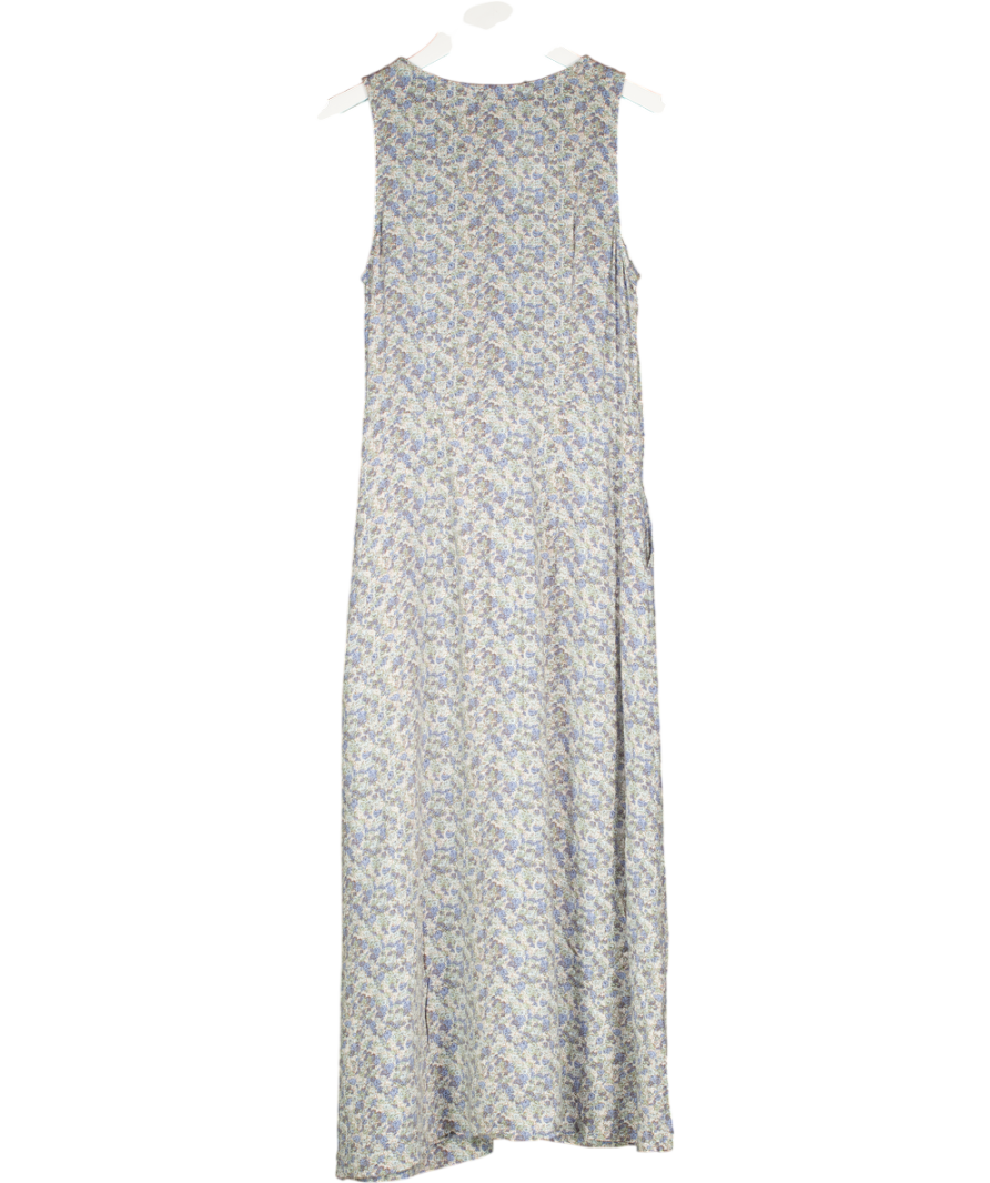 & Other Stories Dusty Blue Floral Sleeveless Button Up Midi Dress UK 6