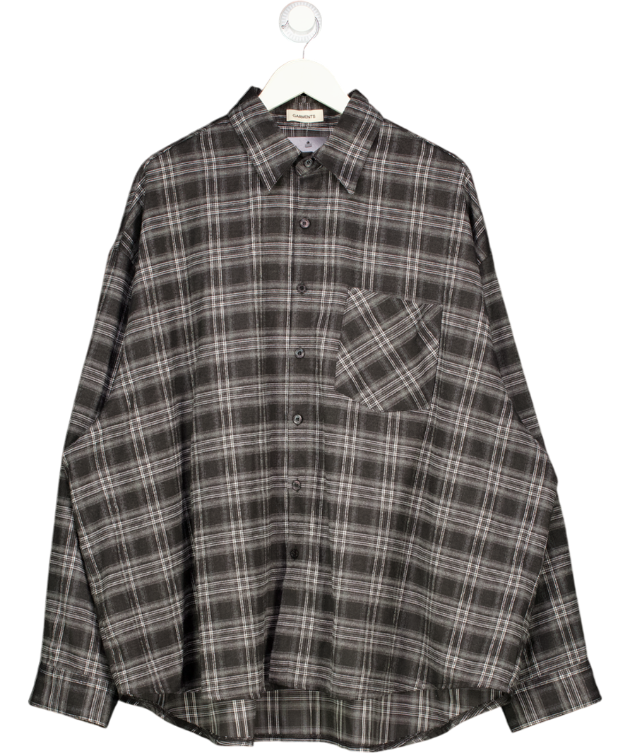 Garments Grey Oversized Flannel Shirt UK L