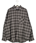 Garments Grey Oversized Flannel Shirt UK L