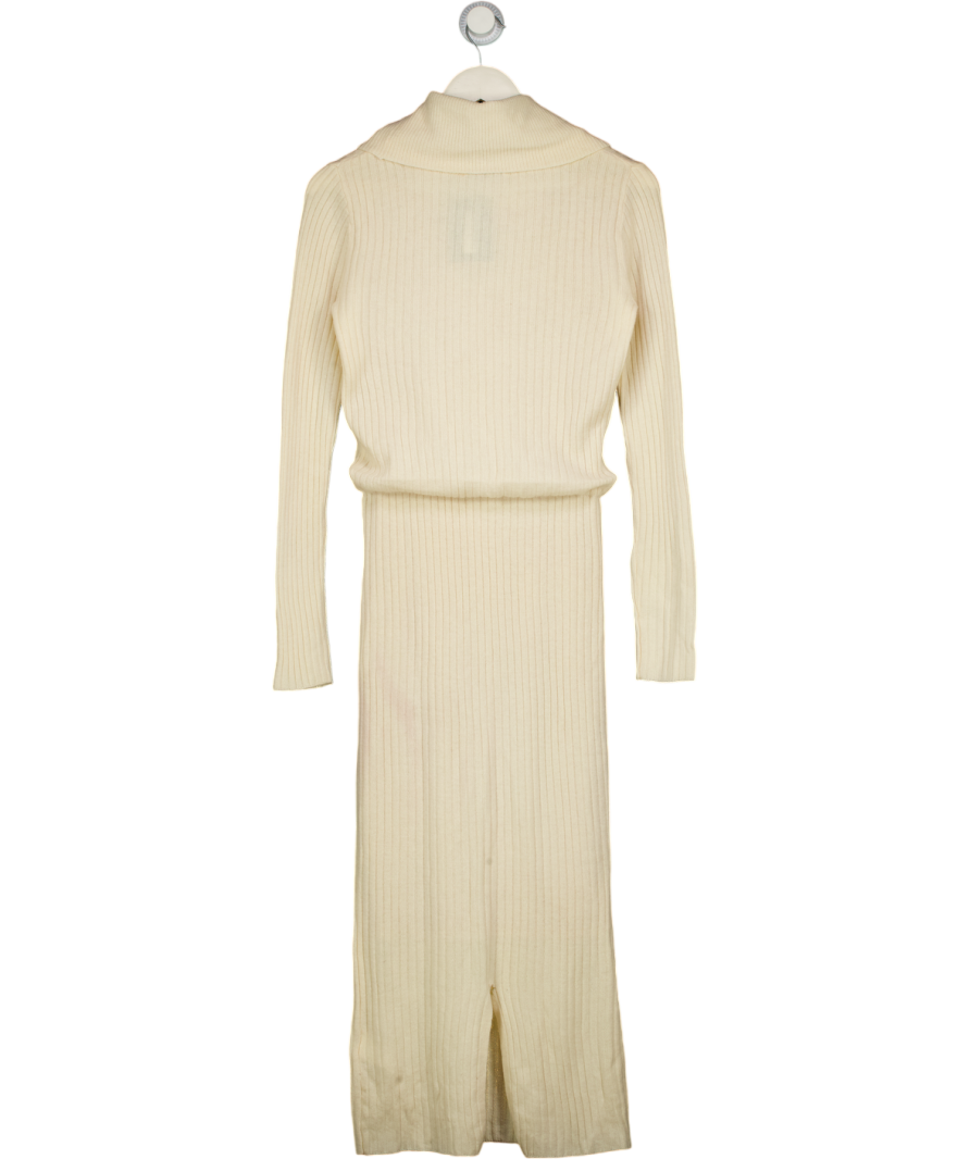 ALICE + OLIVIA Cream Ribbed Knit Cashmere / Wool Blend Maxi Dress UK M