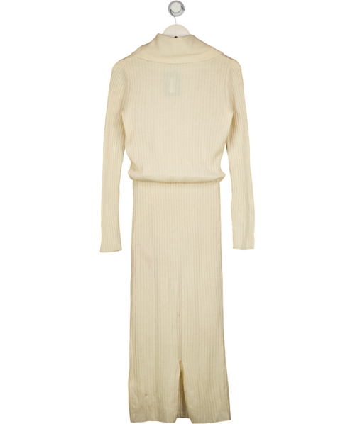 ALICE + OLIVIA Cream Ribbed Knit Cashmere / Wool Blend Maxi Dress UK M