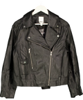 H&M Black Real Leather Biker Jacket UK S