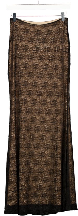 MESHKI Black Cobweb Lace Maxi Skirt UK XS