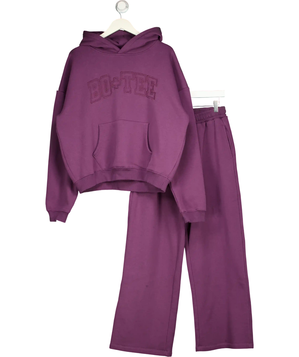 Bo + Tee Purple Logo Hoodie And Straight Leg Jogger Set UK M
