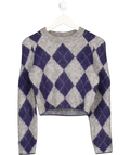 H&M Edition Navy Blue / Grey Argyle Mohair-blend Jumper UK XS