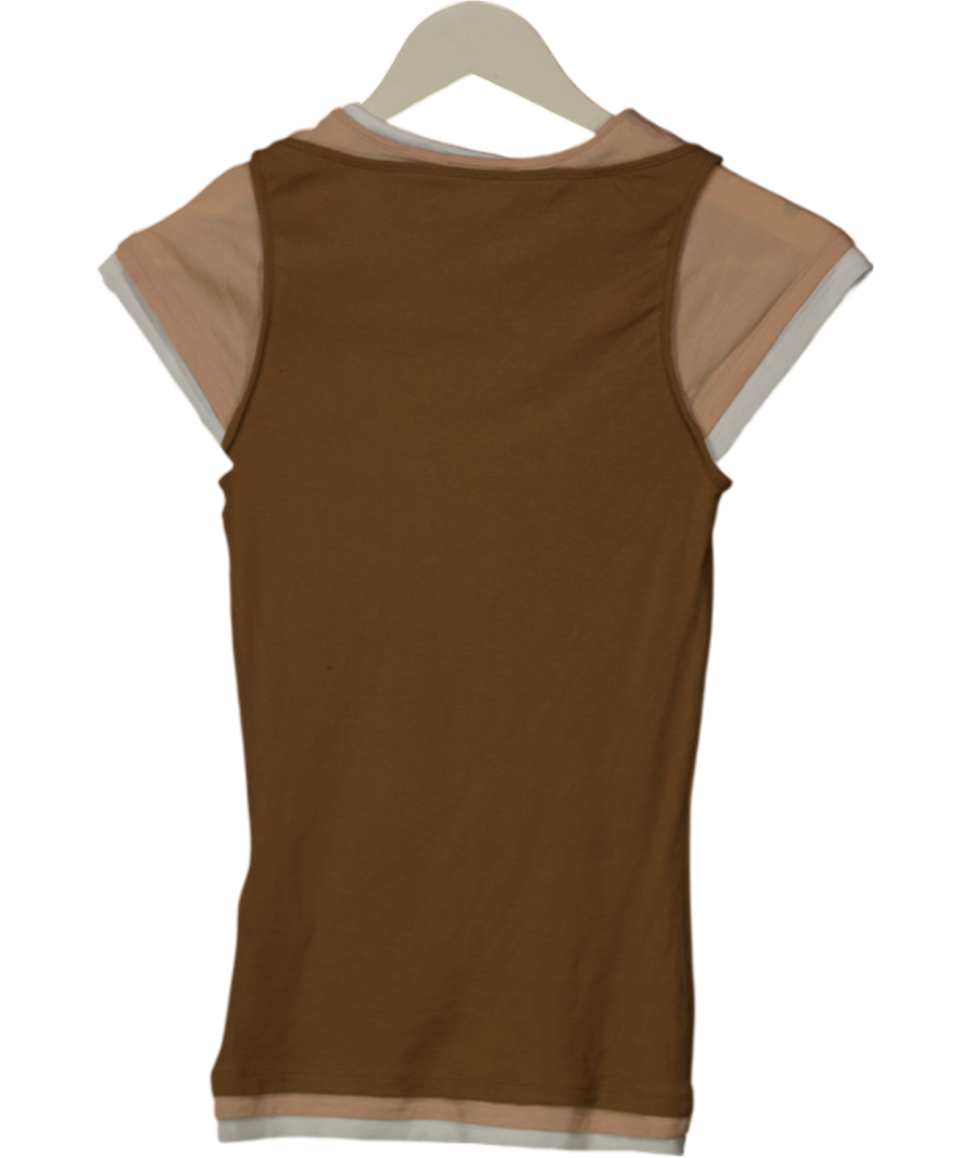 ZARA Beige Contrast Layered T-shirt UK S