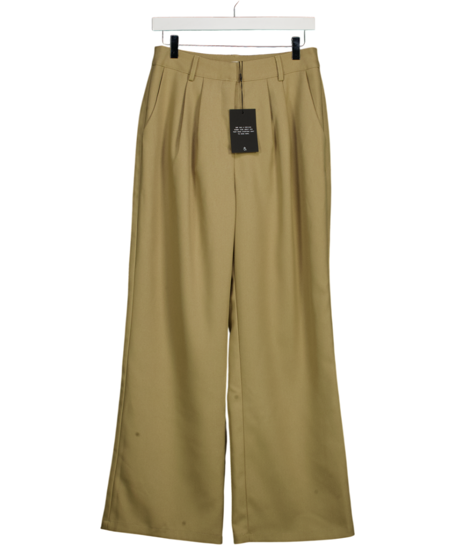 4th & Reckless Beige Camel Pleated Wide Leg Trousers UK 10