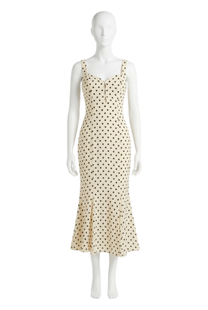 Reformation Laine Dress Cream and Black Polka Dot UK 6