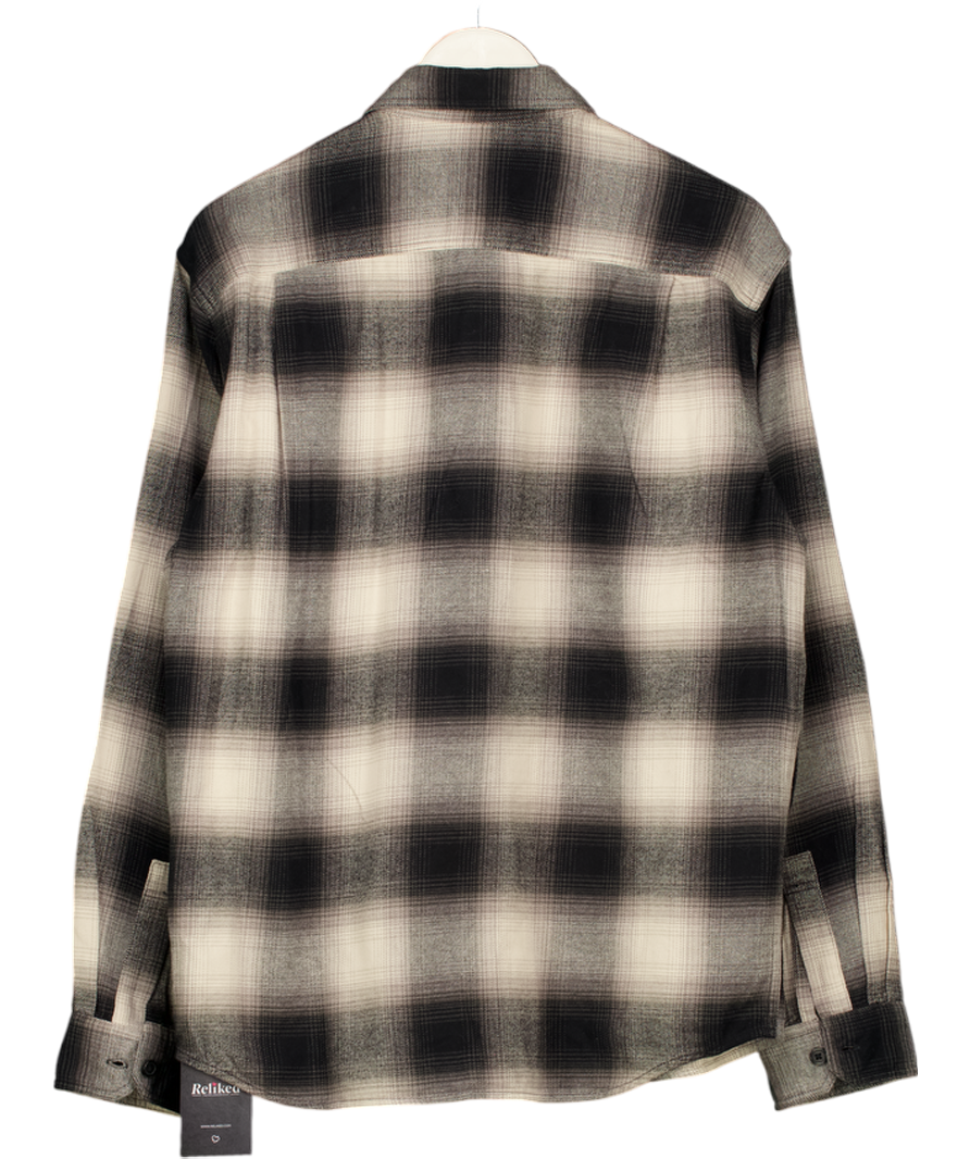 UNIQLO Black / Beige Check Flannel Shirt UK M