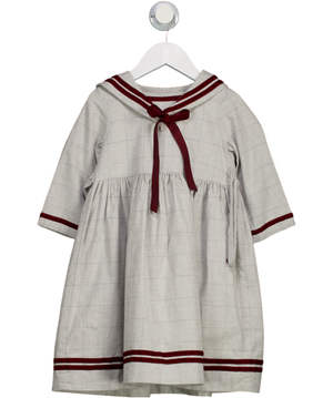 pepa london Grey Moreton Check Mariner Collar Velvet Detail Dress 5 Years