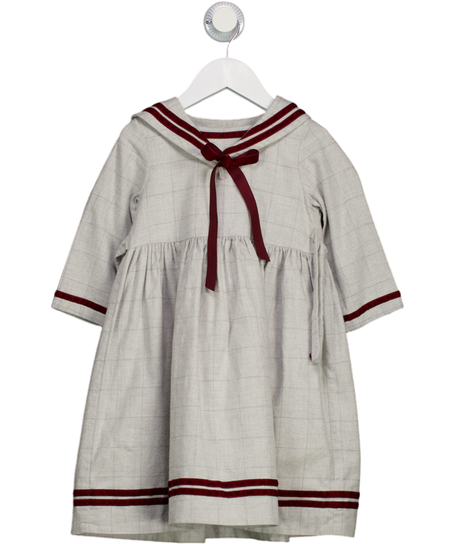 pepa london Grey Moreton Check Mariner Collar Velvet Detail Dress 5 Years