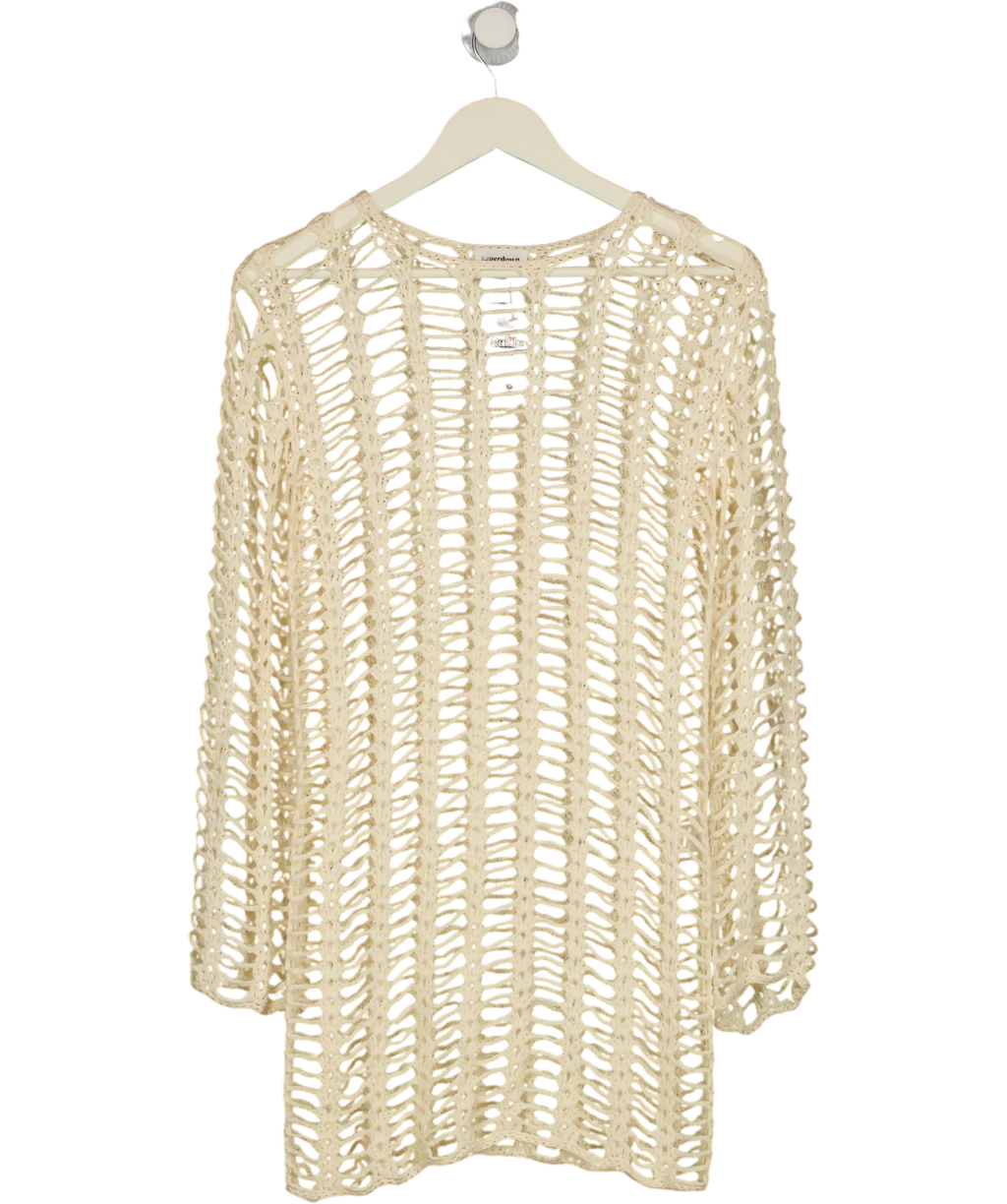 Superdown Cream Open Crochet Knit Dress UK S
