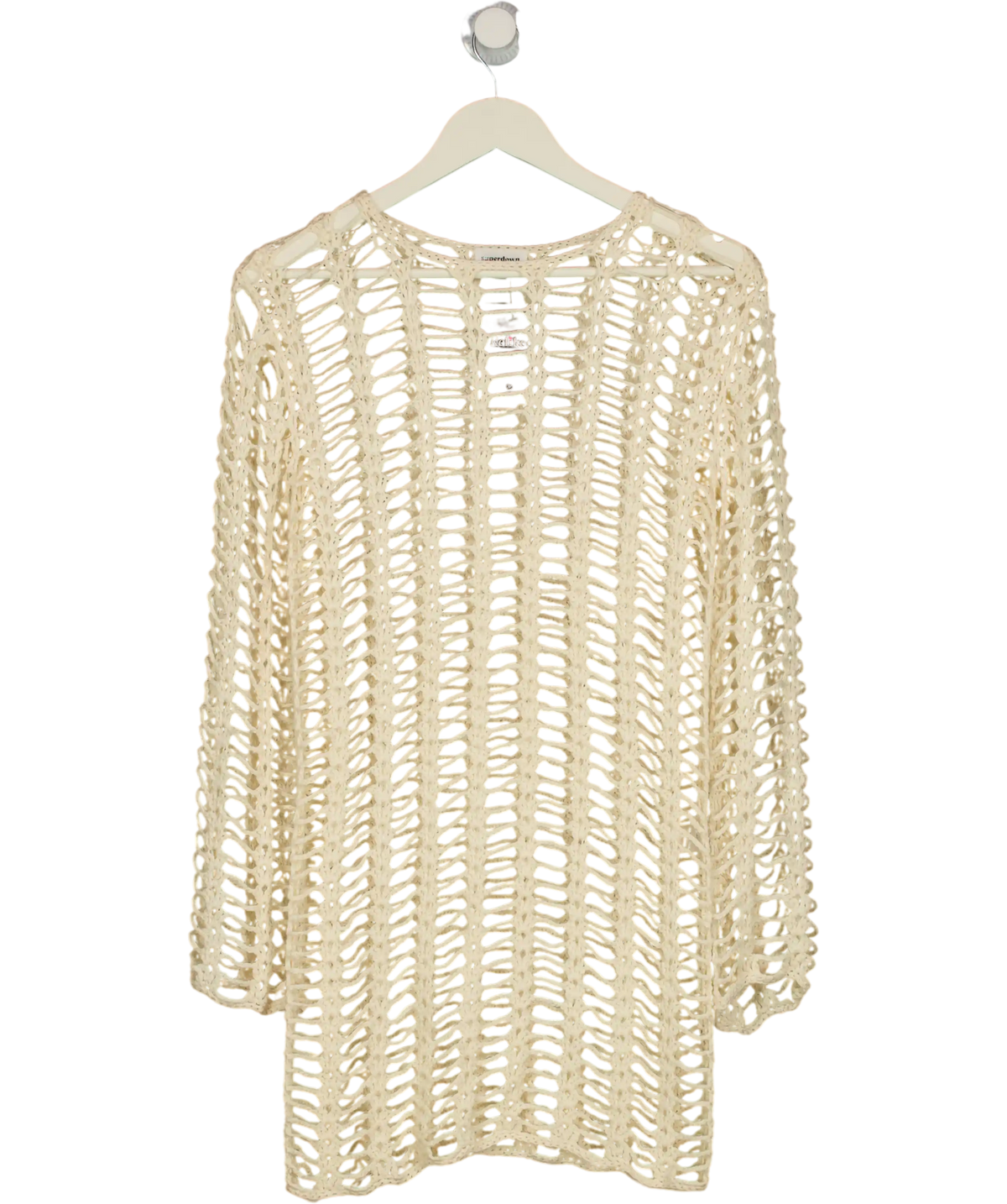 Superdown Cream Open Crochet Knit Dress UK S