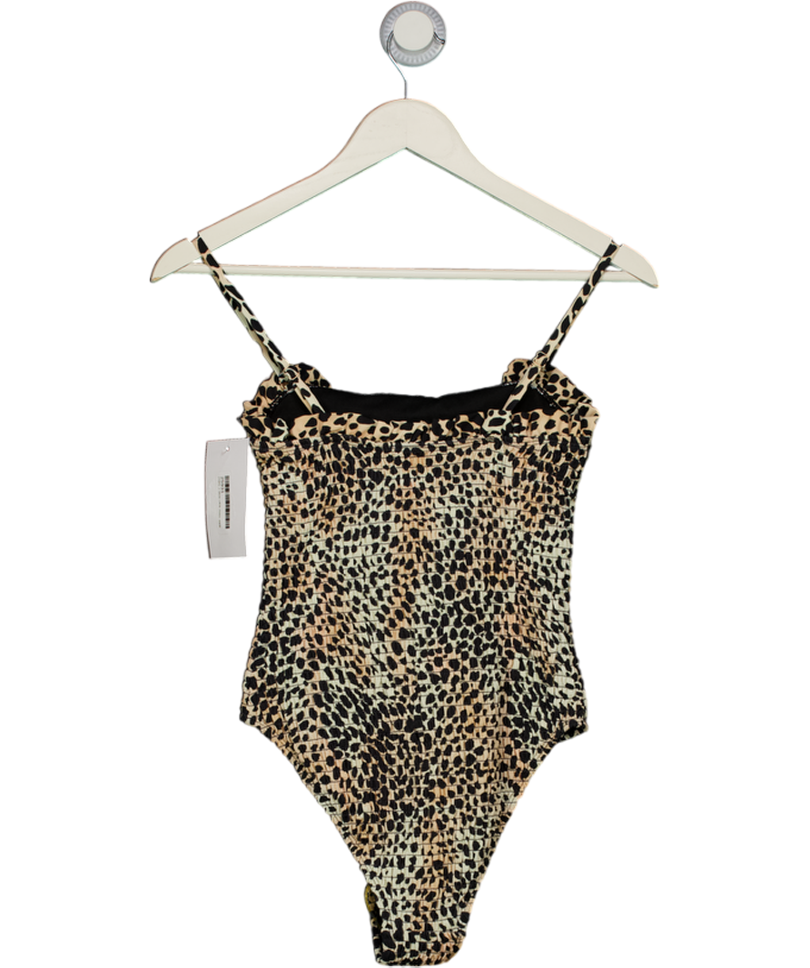 Nobody's Child Beige Leopard Shirred Swimsuit UK 8