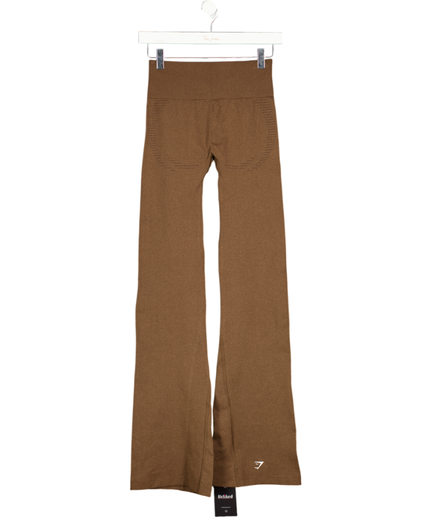 GYMSHARK Brown Soft Flared Leggings UK S