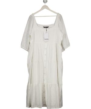 YOURS Curve White Broderie Anglaise Tiered Maxi Dress UK 22-24