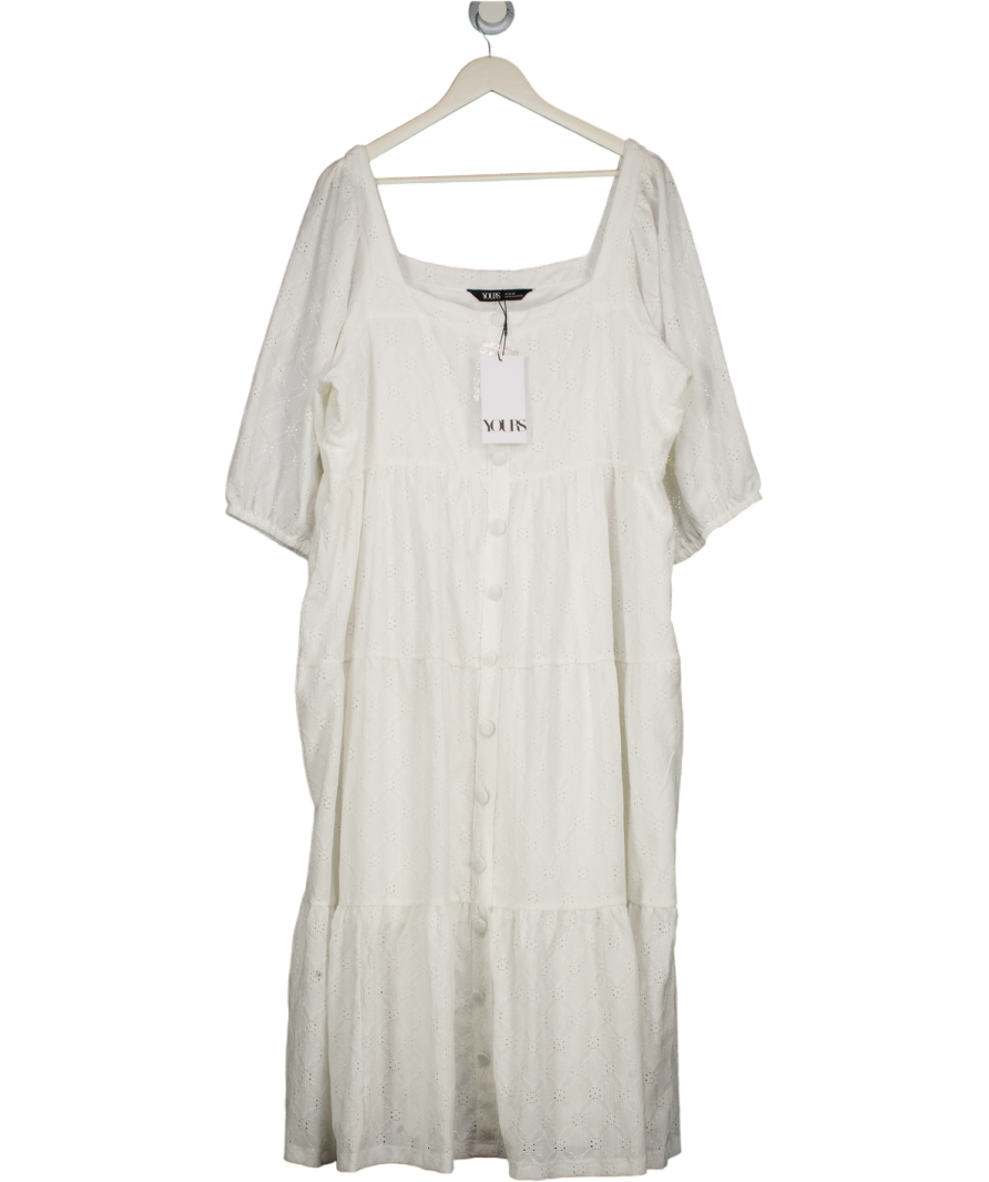 YOURS Curve White Broderie Anglaise Tiered Maxi Dress UK 22-24