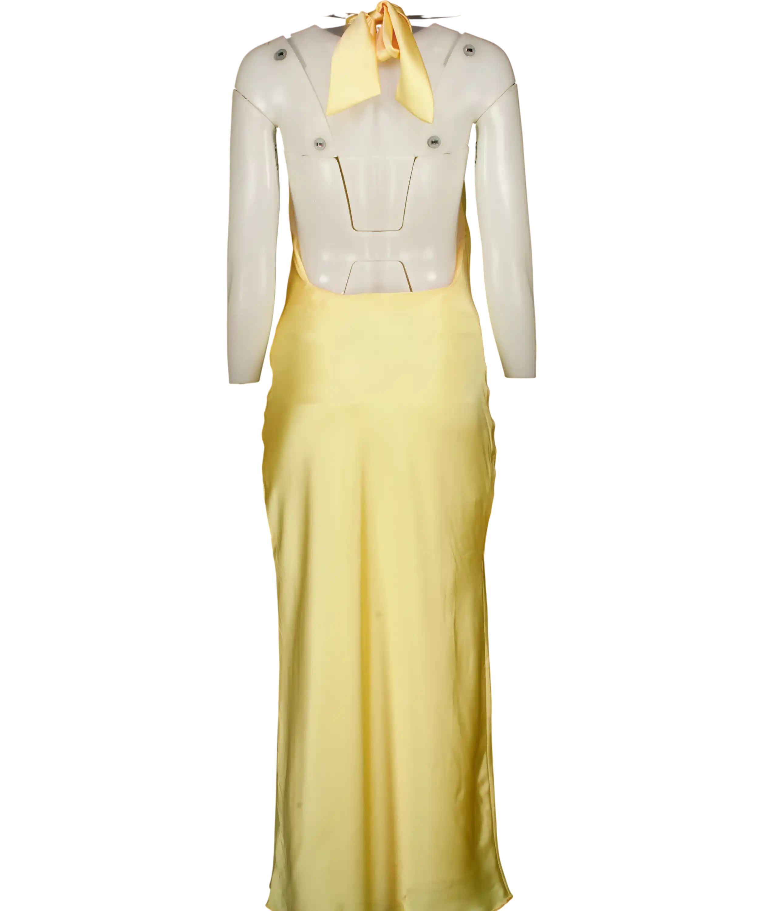 ZARA Yellow Satin Halterneck Backless Maxi Dres UK XS
