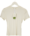 LILYSILK Cream Slim Fitted Silk Jersey Tee UK XS