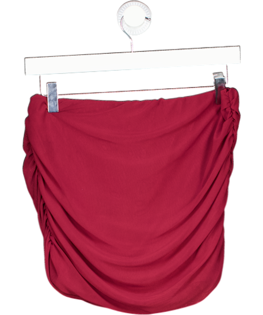 Ego Red Low Waist Mini Skirt In Burgundy Mesh UK 10