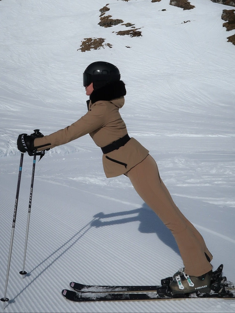 Goldbergh Beige Pippa Belted Flared Ski Pants UK 8