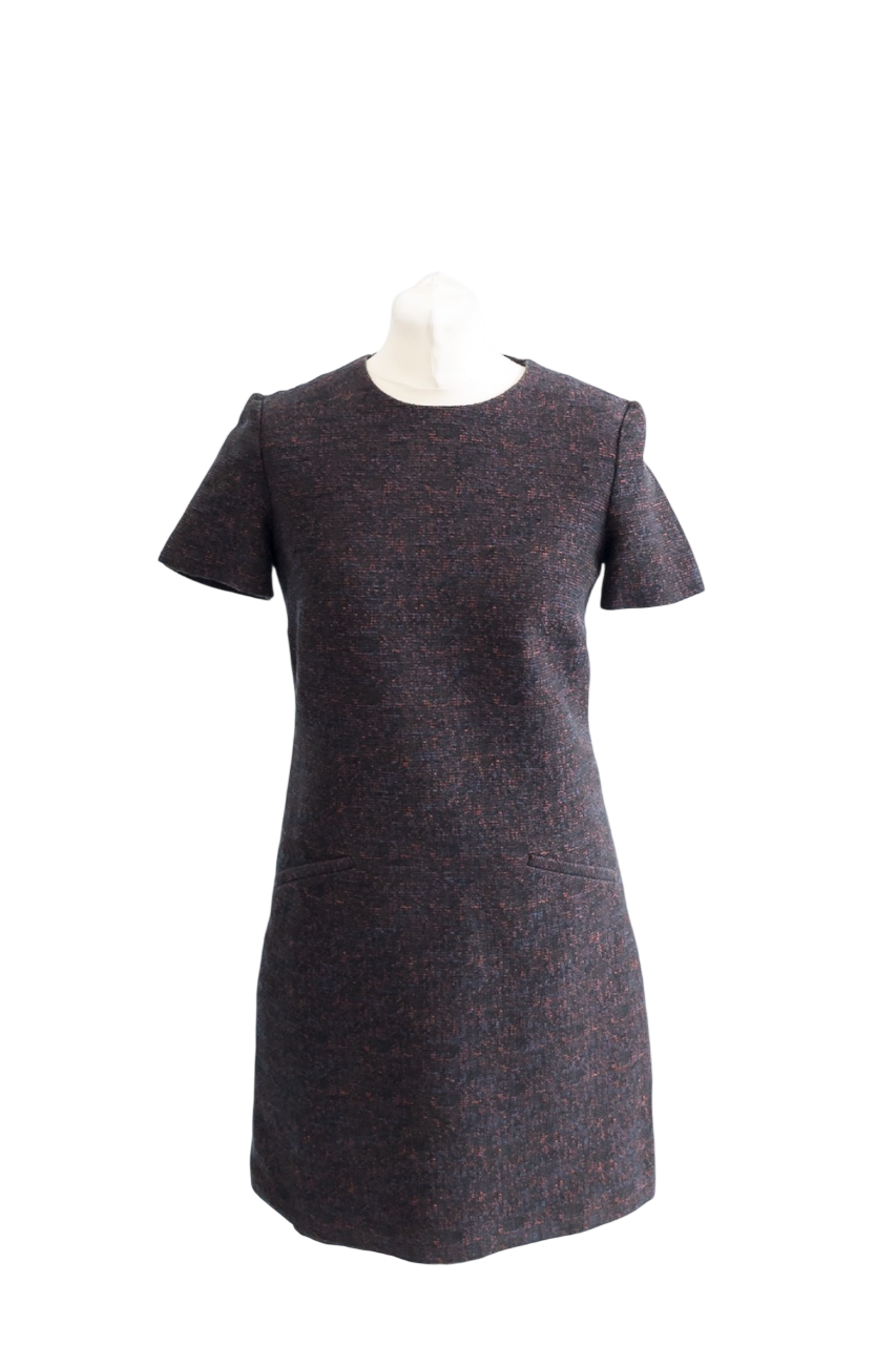 L.K.Bennett Navy Blue / Red Tweed Shift Dress UK 8
