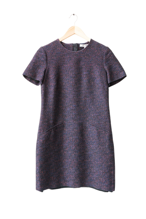 L.K.Bennett Navy Blue / Red Tweed Shift Dress UK 8