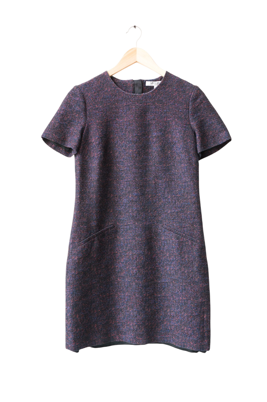 L.K.Bennett Navy Blue / Red Tweed Shift Dress UK 8