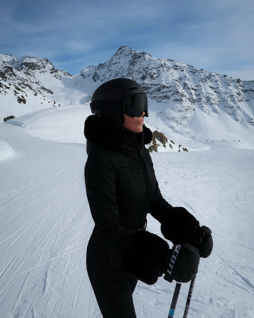 Goldbergh Black Parry Belted Hooded Faux Fur-trimmed Ski Suit UK 8