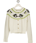 MARCHEN Cream Penguin Alpaca Blend Cardigan UK S
