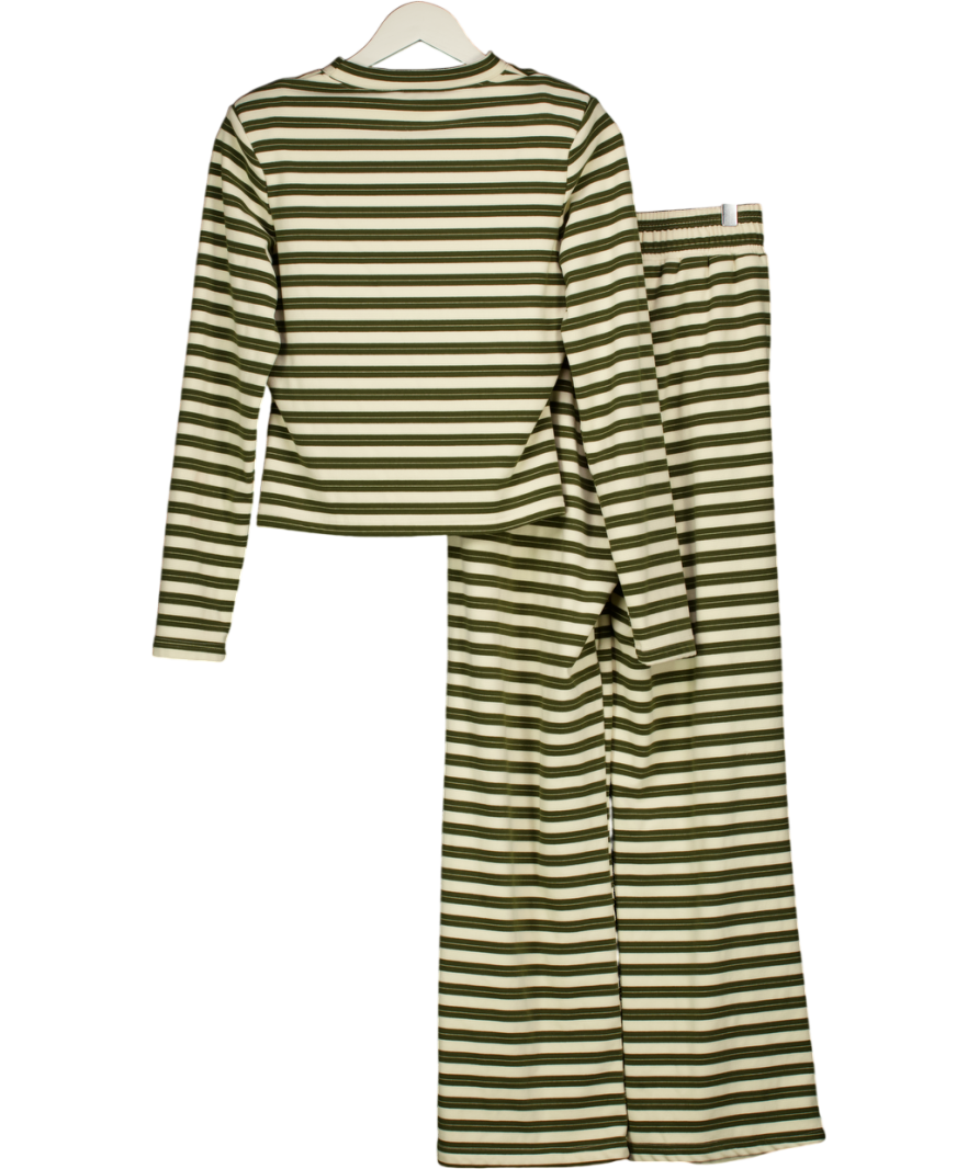 WANDERDOLL 2-piece Green & Cream Frankie Stipe Top (uk L) And Trousers (uk M) Set UK M/L
