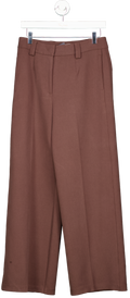 M&S Brown Crepe Tab Detail Wide Leg Trousers UK 10