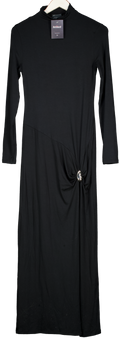ASOS Black Extreme Thigh Split Maxi With Silver Hardware Detail UK S