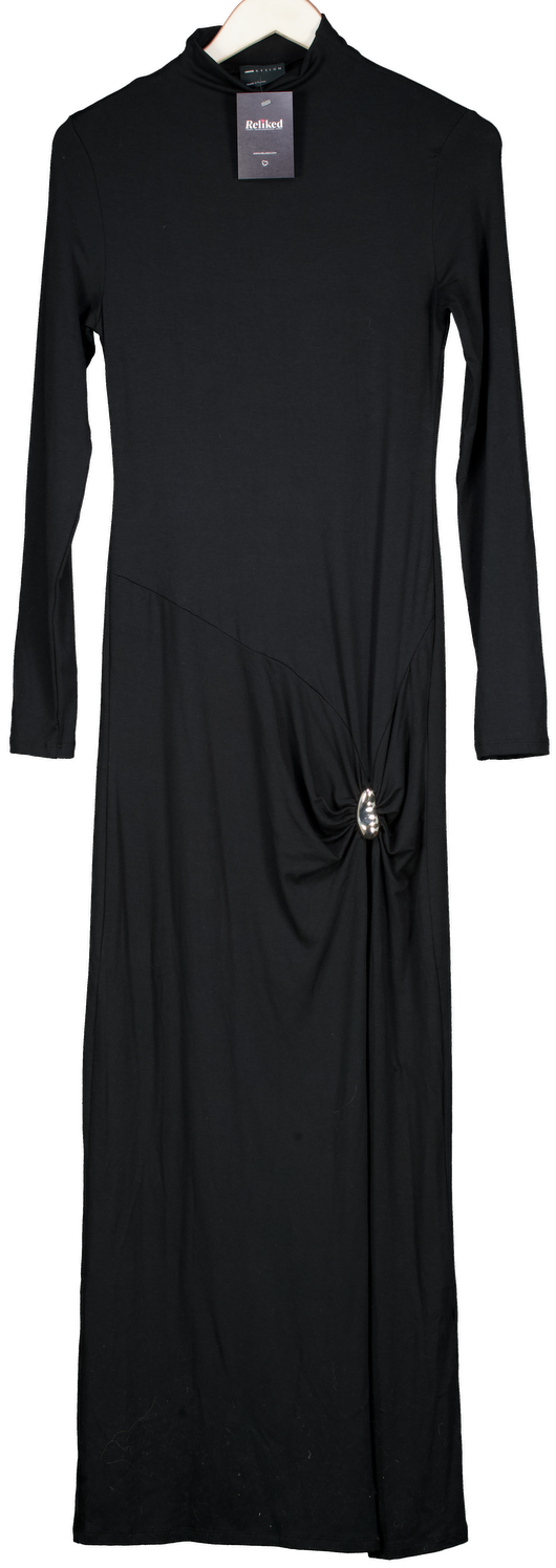 ASOS Black Extreme Thigh Split Maxi With Silver Hardware Detail UK S