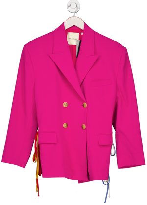 bouguessa Caro Double-breasted Tie-detailed Woven Blazer - Pink One Size