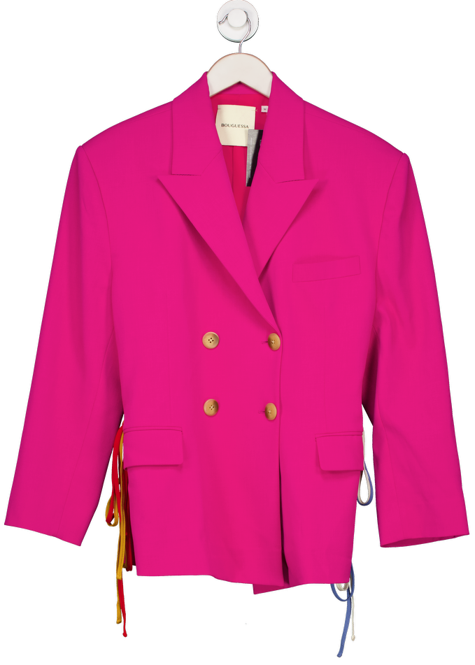 bouguessa Caro Double-breasted Tie-detailed Woven Blazer - Pink One Size