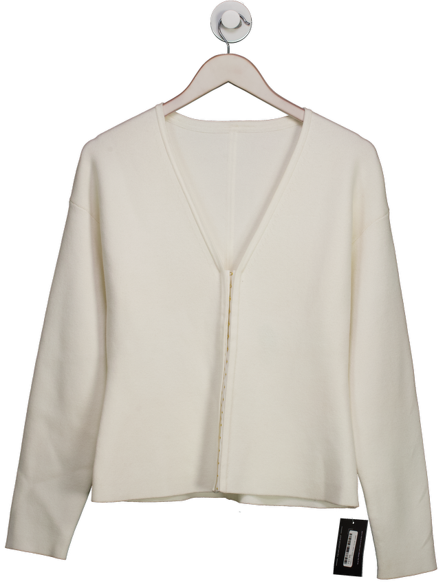 White Hook And Eye V-neck Cardigan UK S