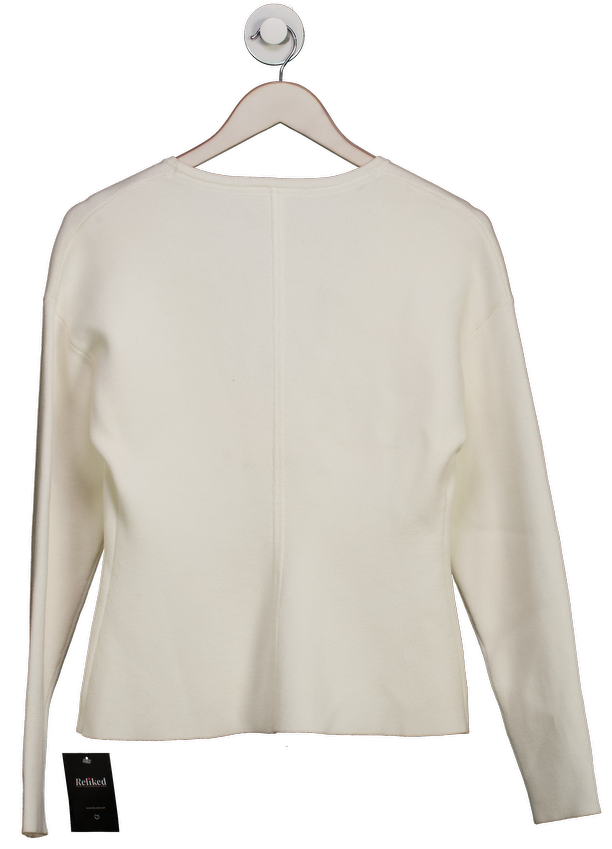 White Hook And Eye V-neck Cardigan UK S