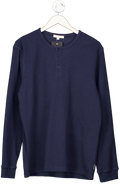 Onia Navy Blue Cotton Waffle Henley Sweatshirt UK M