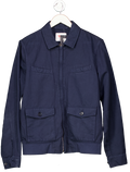 Orlebar Brown Blue Navy Blue Linen Blend Bomber Jacket UK M