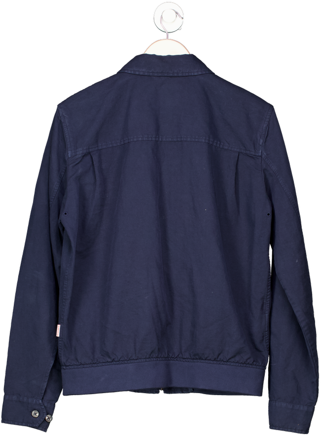 Orlebar Brown Blue Navy Blue Linen Blend Bomber Jacket UK M