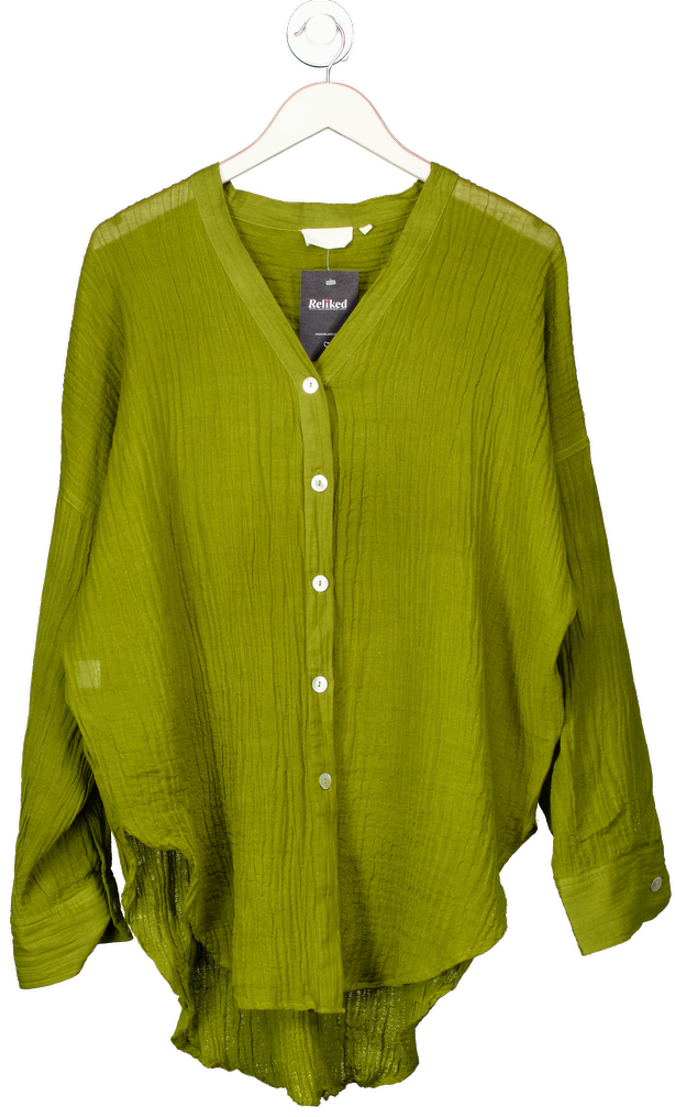 Monday Swimwear V-neck Linen Cover-up - Olive Green UK S