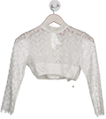 Kruger White Dirndl Long Sleeved Lace Top UK 4